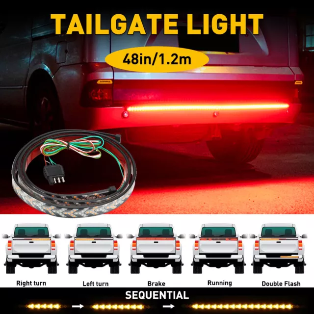 48" Truck Tailgate LED Strip Light Bar Reverse Brake Tail Stop Turn Signal Strip 3