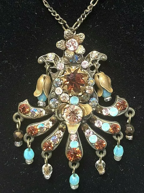 Vintage Michal Negrin Necklace, Multi-Color Swarovski Crystals and Beads