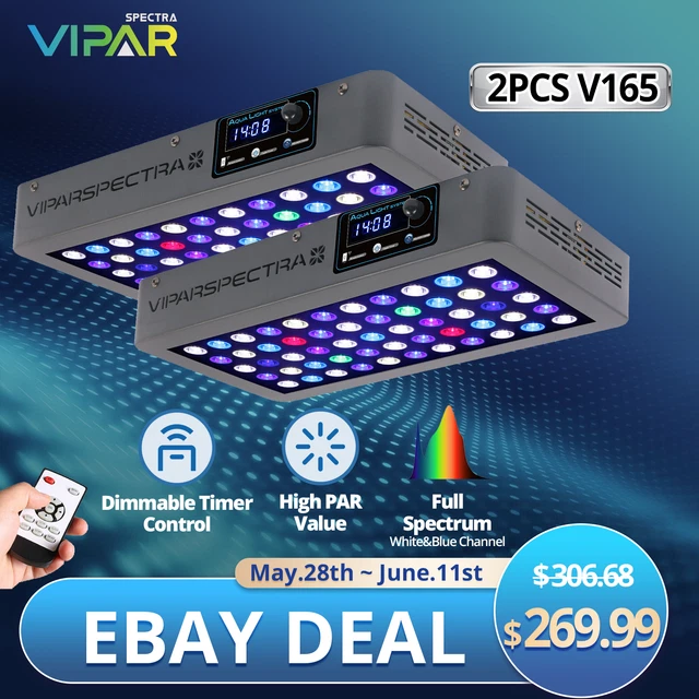 VIPARSPECTRA Timer Control 2pcs165W LED Aquarium Light For Coral Reef Fish Tank