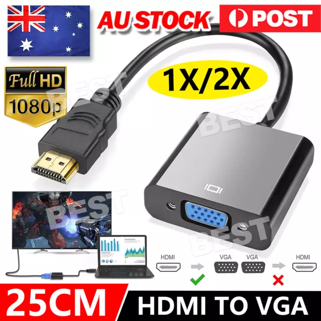 HDMI Male to VGA Female 1080p Adapter Video Cable Converter Chipset Built-in