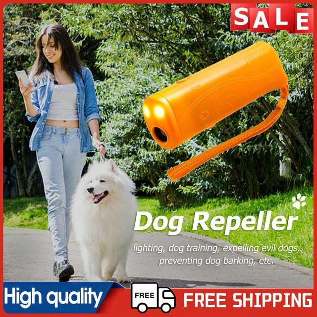 Repelente ultrasónico para perros plástico con linterna LED para accesorios para mascotas (amarillo)