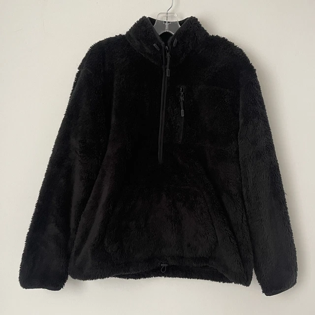 Victoria's Secret PINK Teddy Half Zip Black Fleece Pullover Sweatshirt Jacket #9