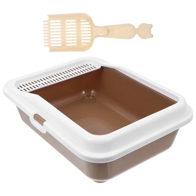 CAT LITTER BOX Pe or Indoor Dog Potty Grey Tray Pan Self Cleaning