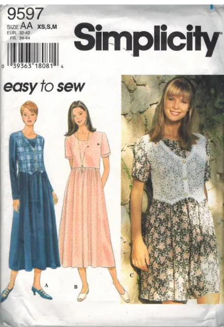 9597 Vintage Simplicity Pattern Misses Pullover Dress SEWING UNCUT