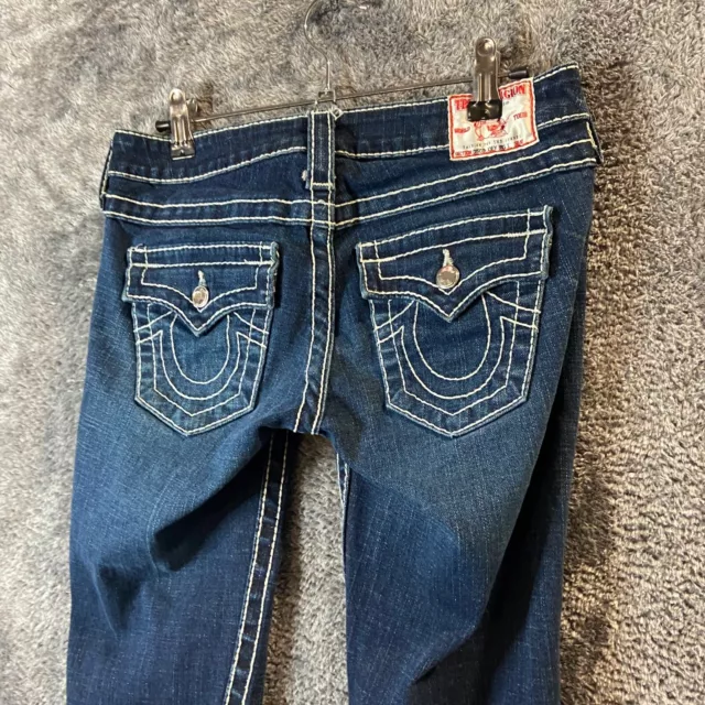 True Religion Jeans Womens 26 30x29.5 Disco Joey Big T Flare Twist Seam Flap