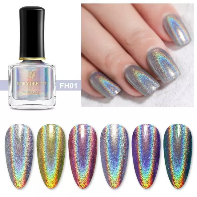 BORN PRETTY Nail Polish Holographics Shining Gold Silver Blue Nail Varnish 2