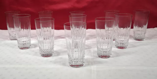 série de 11 grands verres long drink Cristal taillé à cocktail ou orangeade