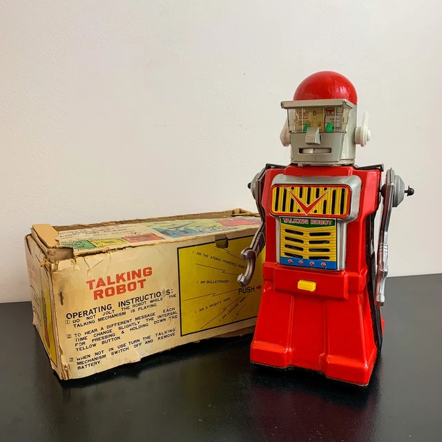 VINTAGE YONEZAWA CRAGSTAN Talking Robot Japan Tin Toy 1960's RARE! in
