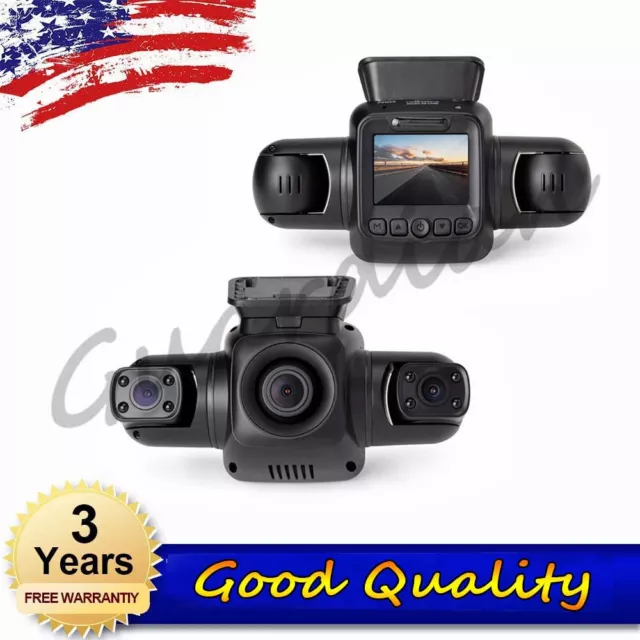 1PC 360° Dash Cam Recorder 3 Channel 2K Car Camera DVR Vehicle Video G-Sensor