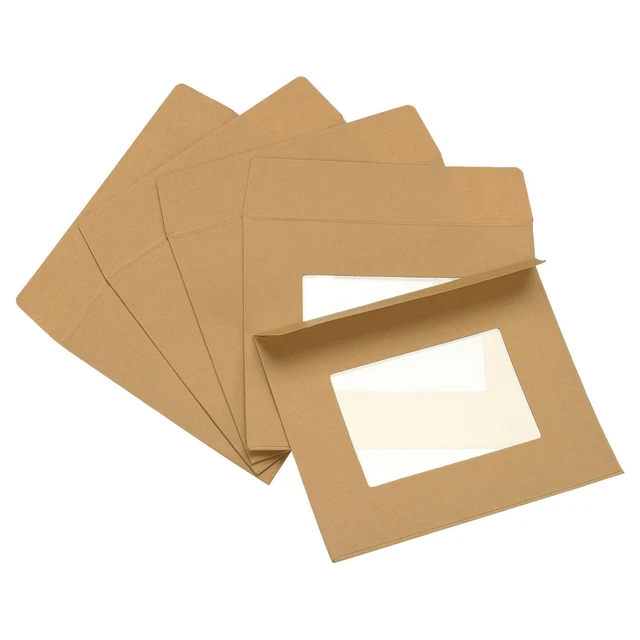 Completo Cara Ventana Sobres 10 Paquetes 4" Transparente Doble Cara, Marrón