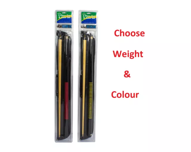 EYE CUE 57" 1cm 2-Piece Billiard Snooker Pool Cue & Case Set w Spare Tips Chalks