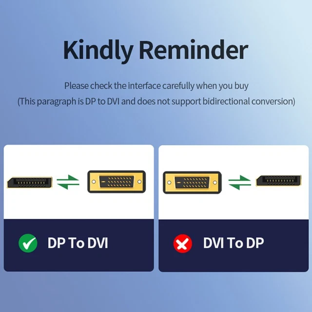 HD 1080P DP à DVI convertisseur DP à DVI 24 + 1 Câble Adaptateur DisplayPort 2
