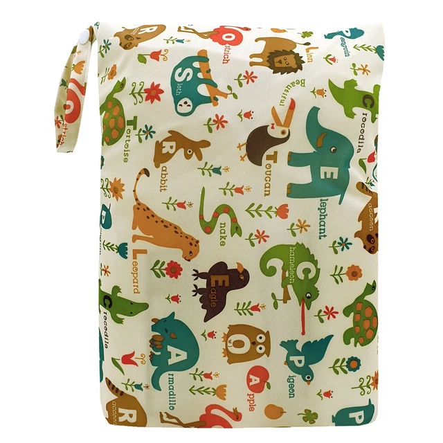 Reusable Baby Cloth Diaper Nappy Wet & Dry Bag ABC Zoo