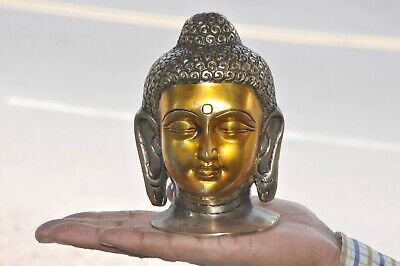 Brass Fine Vintage Solid Engraved Handcrafted Gautam Buddha Face Figurine