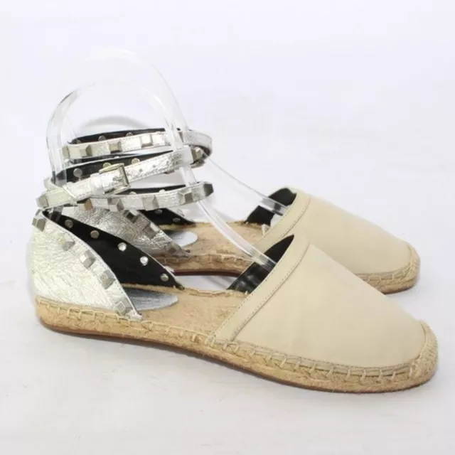 Rebecca Minkoff Gilles Studded Espadrille Flats Sz 7.5 Ankle Strap Sandal Shoes