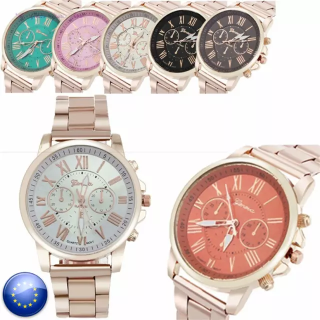 Relojes Cuarzo Acero Pulsera De Mujer Hombre Unisex Moda Brazalete Color Oro