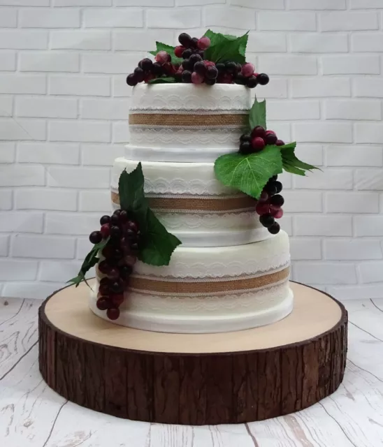 16 pouces TRANCHE EN BOIS FAIT MAIN GÂTEAU DE MARIAGE EN BOIS