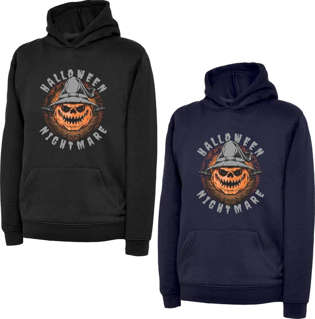 Felpa con cappuccio spaventosa faccia zucca Halloween incubo zucca Halloween regali top