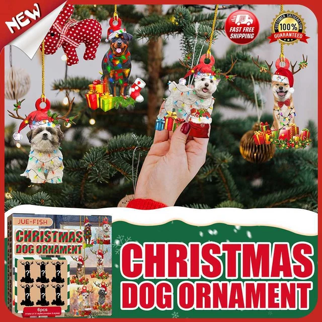 es 6pcs Dog Pendant Christmas Decorations Animal Ornaments DIY Crafts Random Sty