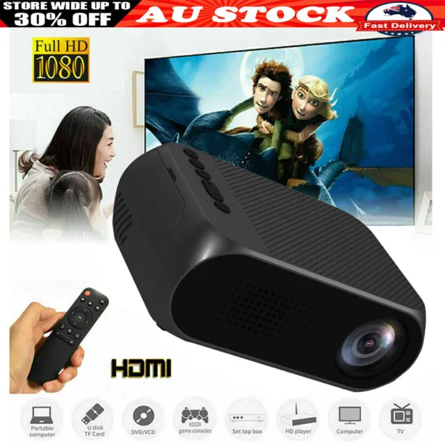 1080P Home Cinema USB HDMI AV SD Mini Portable HD LED Projector Theater New