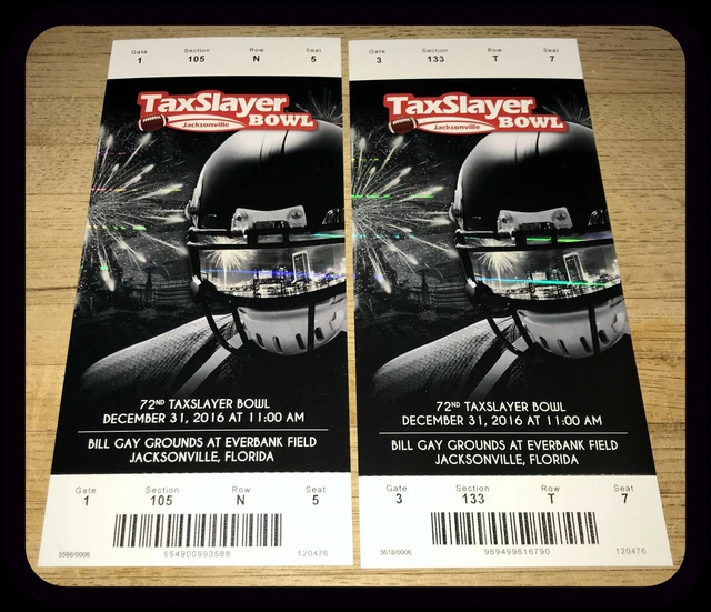 Lot Of 2 2016 Taxslayer Bowl Full Tickets Kentucky Vs Georgia Tech Free Shipping