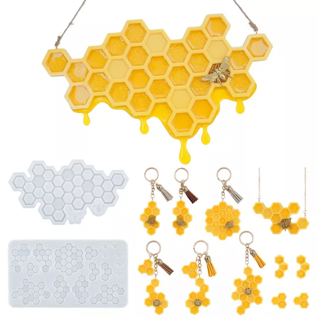 DIY Honeycomb Bee Pendant Silicone Moulds Epoxy Resin Casting Earrings Jewellery