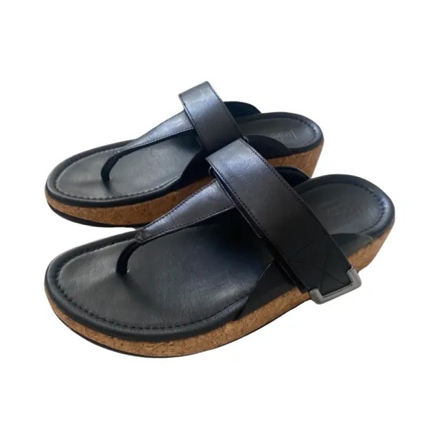 FitFlop Women's Leather Sandals  Size 9 BL-090 Solid Black