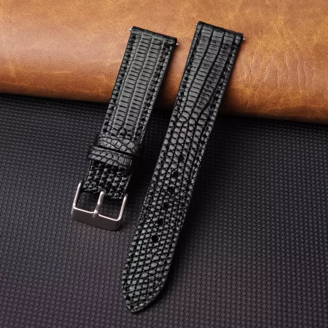 Real Flat Lizard Leather Watch Strap Men Genuine Lizard Watch Band Quick Release