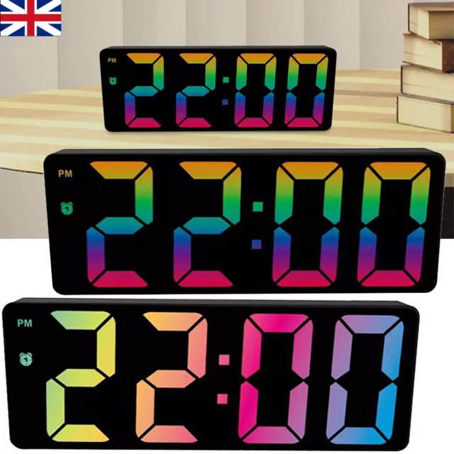 Battery Digital Electronic Mirror Alarm Clock LED Night Light Bedside Wall