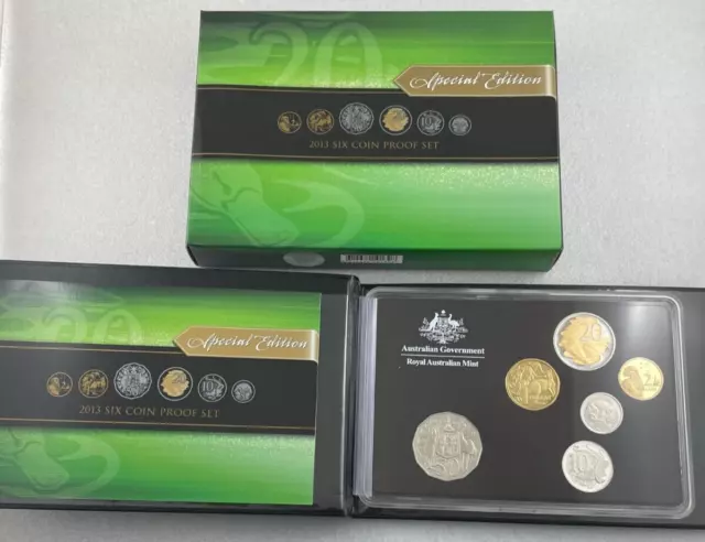 2013 Australian RAM 6 Coin Proof Set INCL Beautiful Selectively Gold Plated 20c!