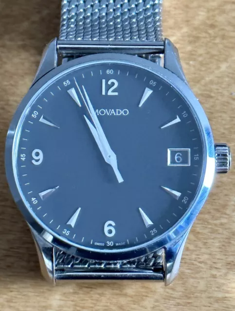 Authentic Movado Men's Museum Circa Black Dial Stainless Steel Watch 0606802