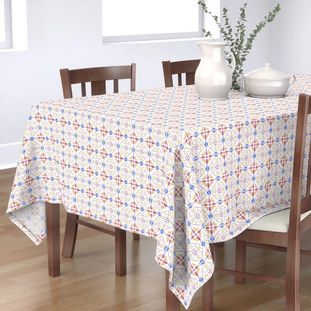 Tablecloth Tile Geometric Mosaic Talavera Spanish Moroccan Cotton Sateen
