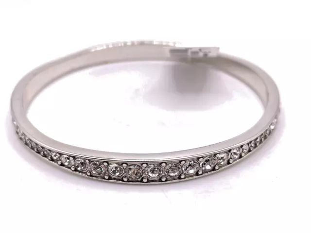 BRIGHTON Light Hearted Silver Plated Bangle Bracelet Clear Crystals NEW