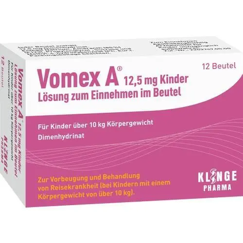 VOMEX A 12,5 mg Kinder Lsg.z.Einnehmen im Beutel 12 St. PZN 16238531