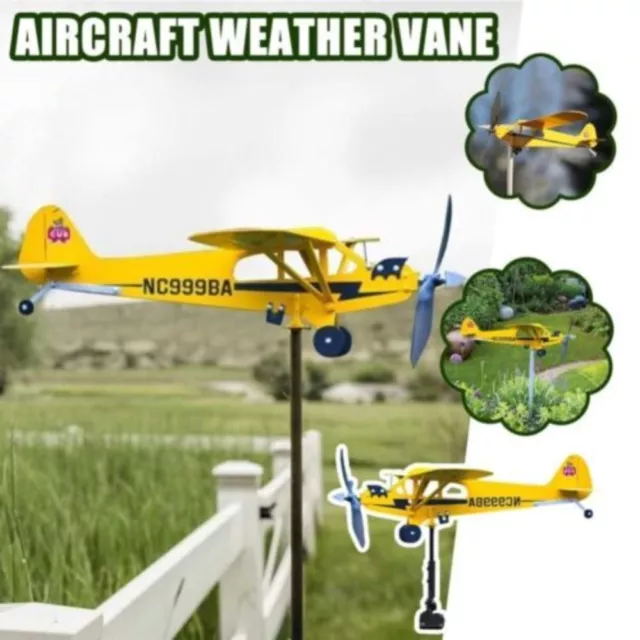 3D Wind Direction Compass Airplane Weathervane Weather Vane Garden Decoration