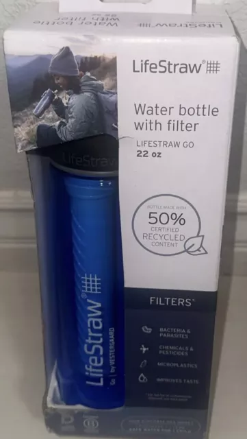 LifeStraw Go Water Filter Bottle with 2-Stage Integrated Filter Straw.