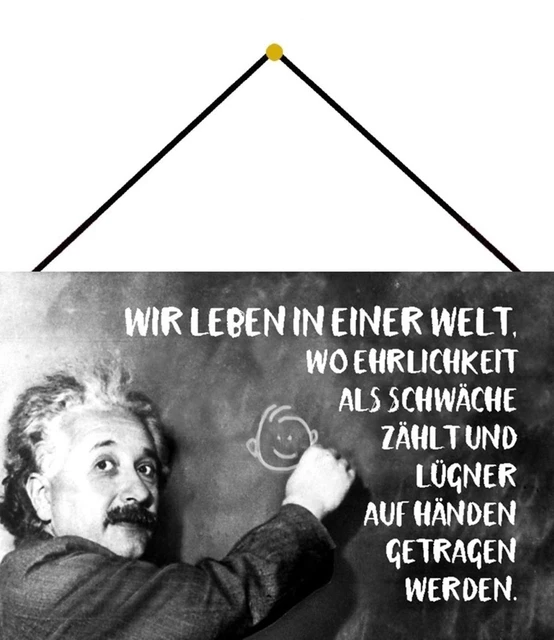 Wir Leben In Einer Zeit Wo Ehrlichkeit Als Schwäche Zählt SCHILD SPRUCH &LEBEN in Welt Ehrlichkeit Schwäche" Einstein 20x30 cm