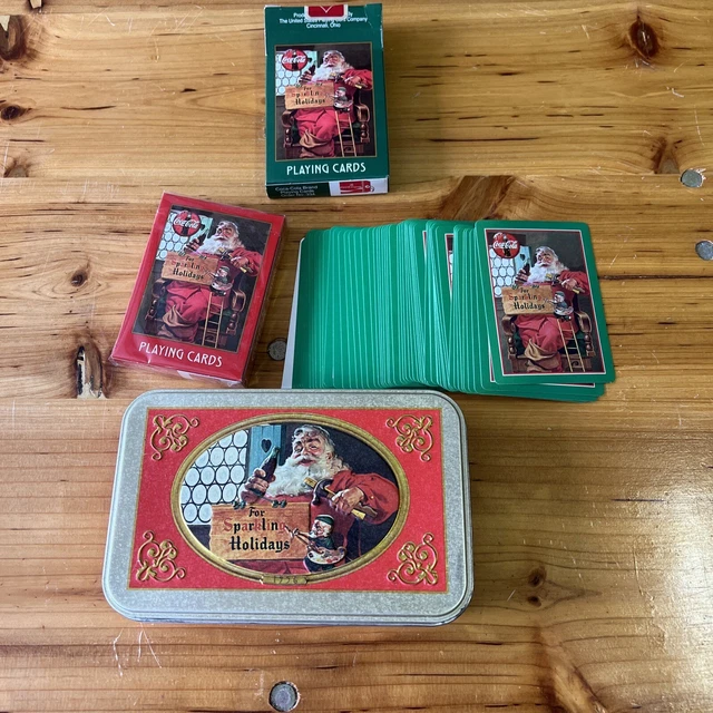 Vintage Coke Coca Cola Nostalgia Santa Christmas 2 Decks Playing Cards Tin 1996