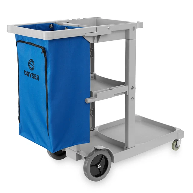 OPEN BOX - Commercial Housekeeping Janitorial Caddy with Shelves and Vinyl Bag