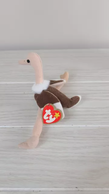Vintage Plush Stuffed TY 1993 Teenie Beanie Baby STRETCHY THE OSTRICH