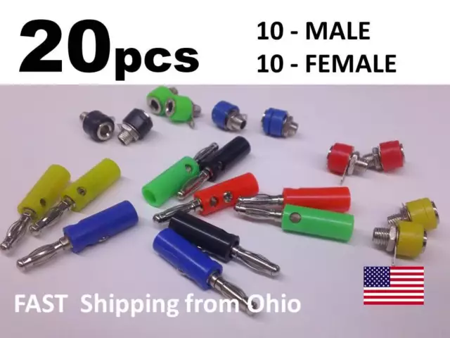 20 PCS 4mm lanterns banana plug banana socket jack MALE & FEMALE - SCHOOL SUPPLY