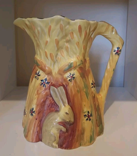 BURLEIGH WARE 1930s Art Deco Pottery LARGE Wheatsheaf Rabbit Jug £17.99 ...