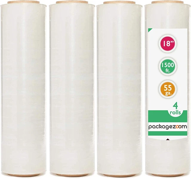 4 Rolls 12" Stretch Wrap X 1500 Feet Stretch Wrap 55 Gauge Stretch Wrap Moving S