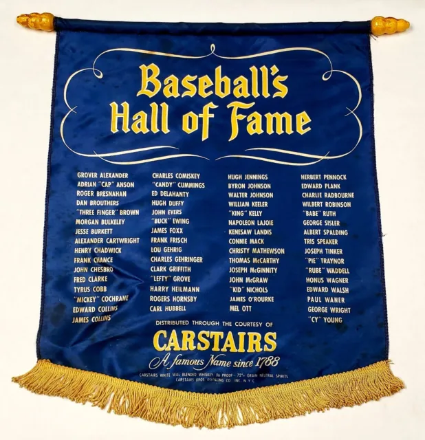 VINTAGE 1953 Carstairs Rye Whiskey Brand BASEBALL HALL OF FAME Banner Flag MLB