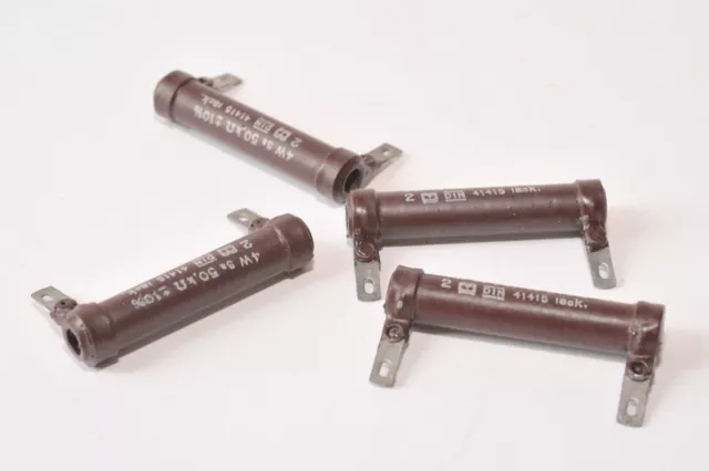 4x Vintage Draht-Widerstand 50 kOhm, 4 W für Röhrenverstärker, DIN 41415, NOS