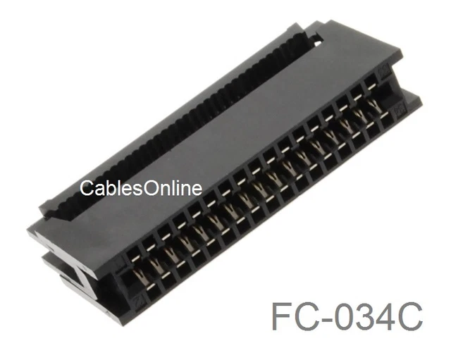 CablesOnline 34-Pin IDC Female Socket Connector – 2.54mm Pitch, 2-Pack