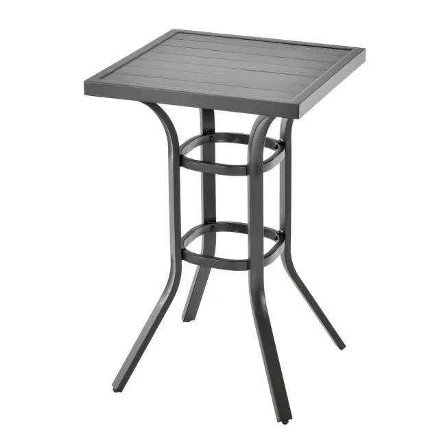 24" Patio Bar Height Table W/ Aluminum Tabletop&Adjustable Footpads Balcony