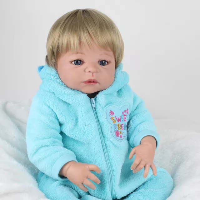 22" Reborn Dolls Newborn Boy Doll Full Body Vinyl Silicone Waterproof Toddler