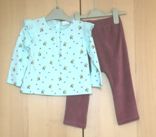Next Baby Girls Turquoise Tunic Top & Pink Rib Trousers Age 12-18 Months BNWT