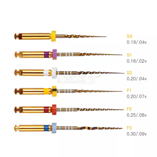 AZDENT Dental NITI Rotary Files Endodontic Gold Taper SX-F3 Engine Use 25mm